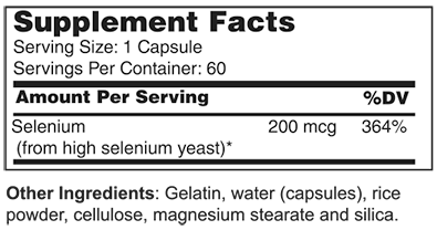 Selenium 200 mcg as l-selenomethionine