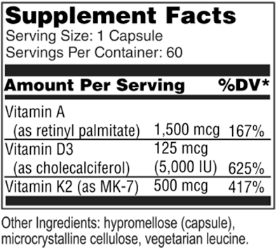 Vitamin A, D3 and K2